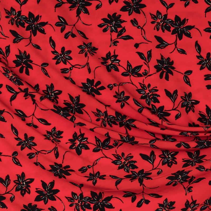 Crepe Marrocain Floral Rouge - Ribes y Casals