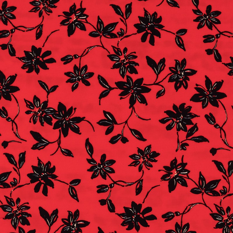 Crepe Marrocain Floral Rouge - Ribes y Casals