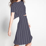 Crêpe Marrocain Rayas Bleu Marine - Ribes y Casals