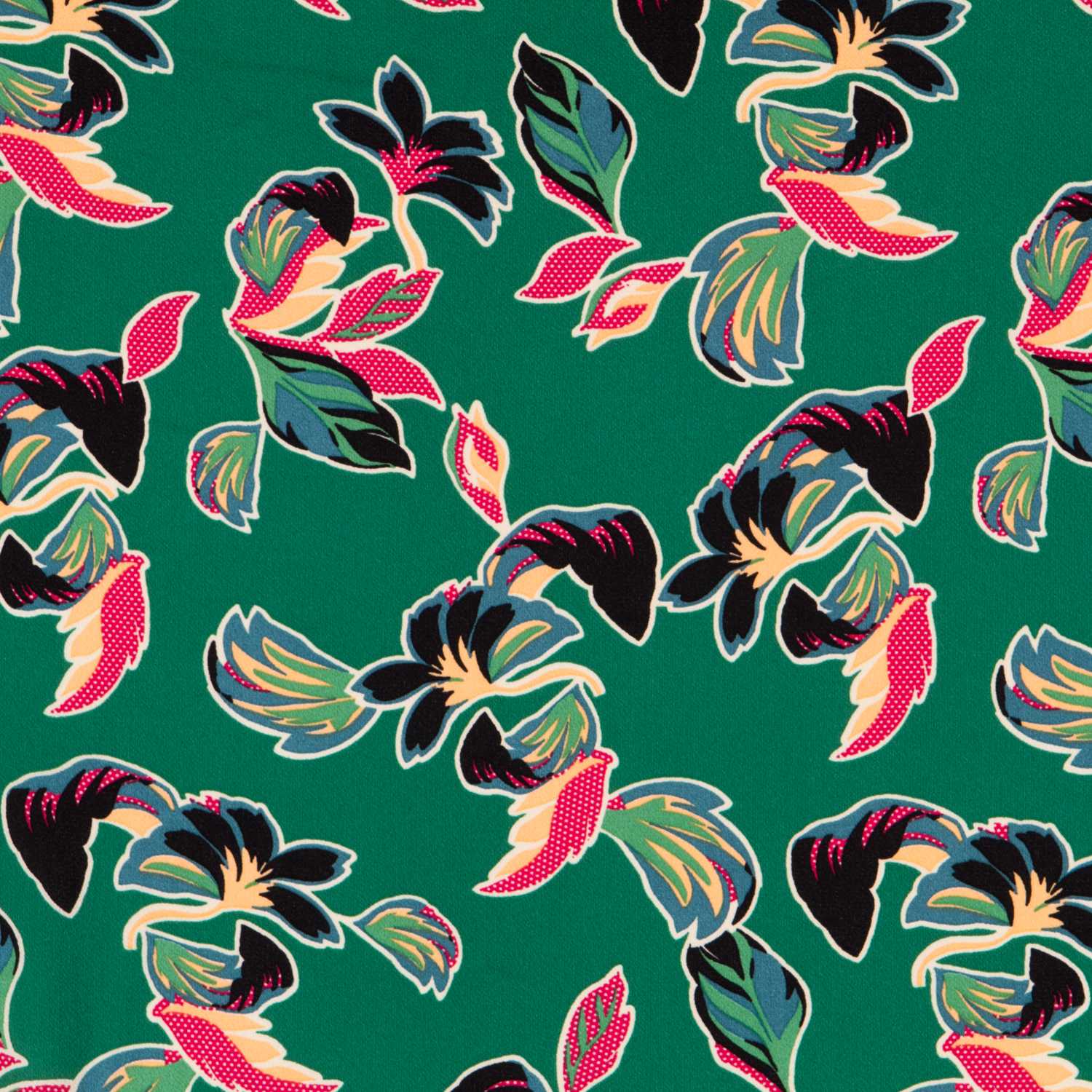 Crêpe Fleurs Japon Vert - Ribes y Casals