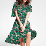 Crêpe Fleurs Japon Vert - Ribes y Casals