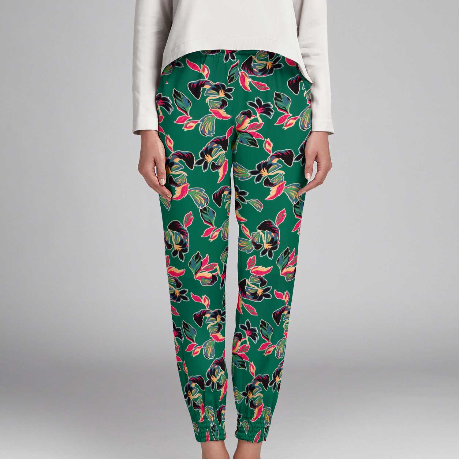 Crêpe Fleurs Japon Vert - Ribes y Casals