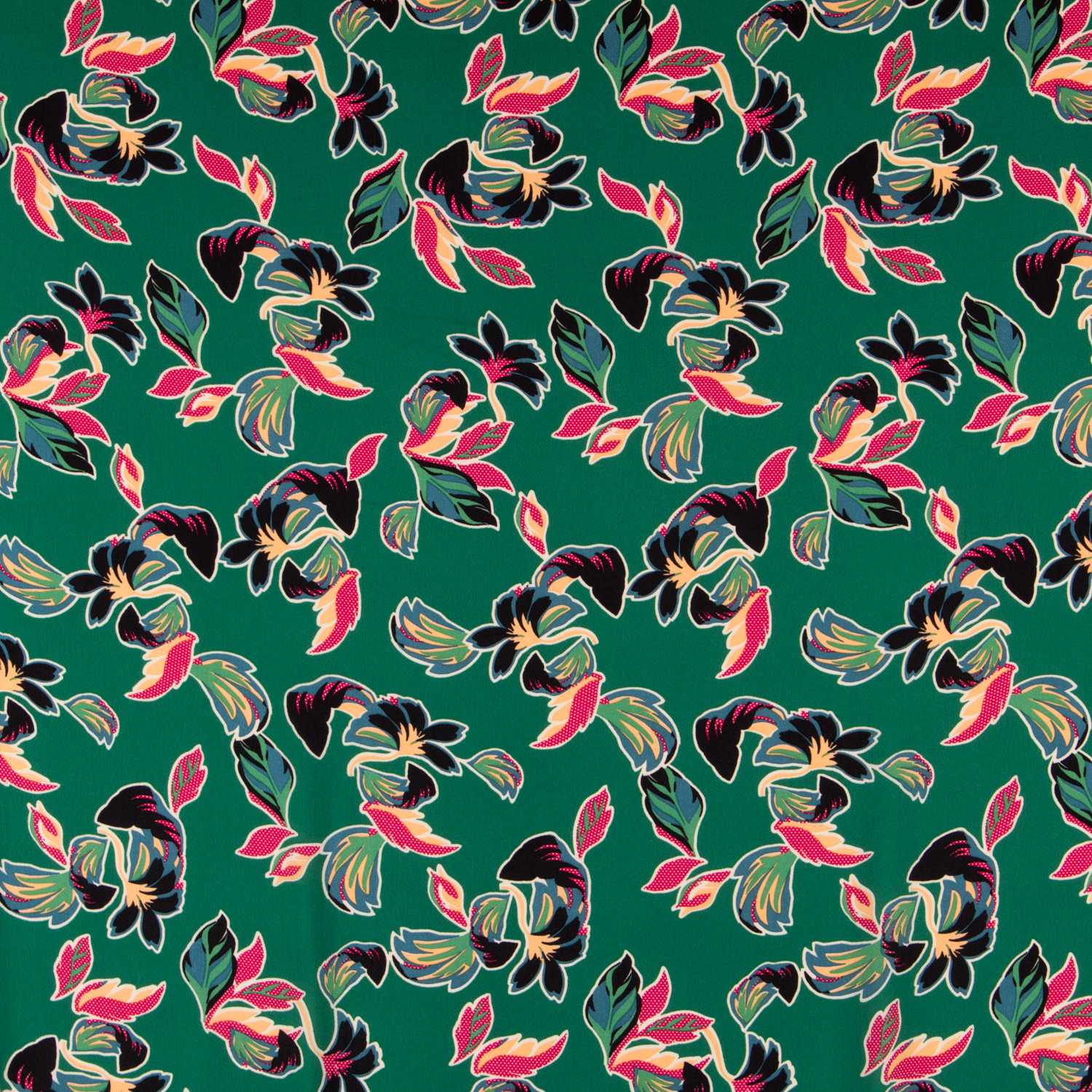 Crêpe Fleurs Japon Vert - Ribes y Casals