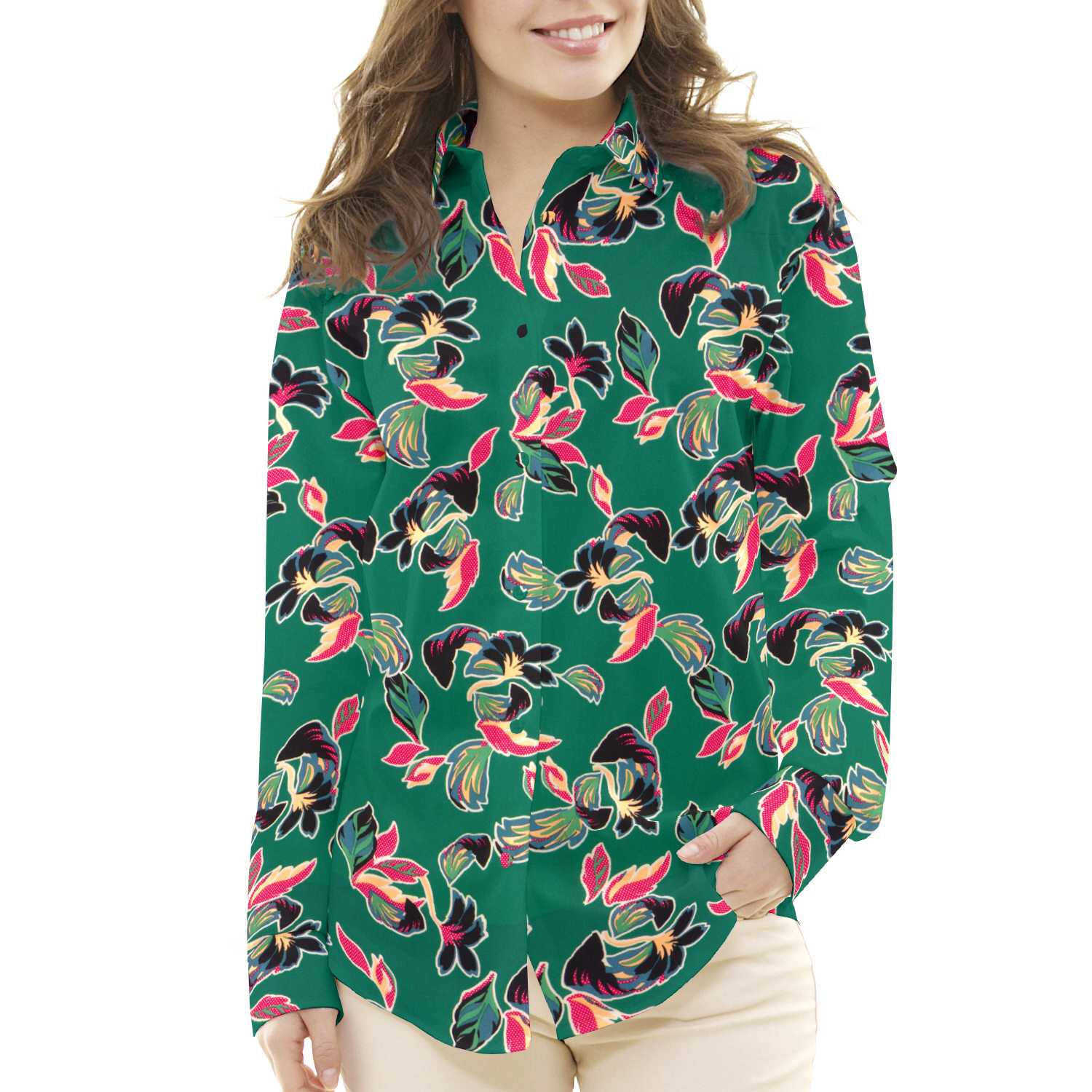 Crêpe Fleurs Japon Vert - Ribes y Casals