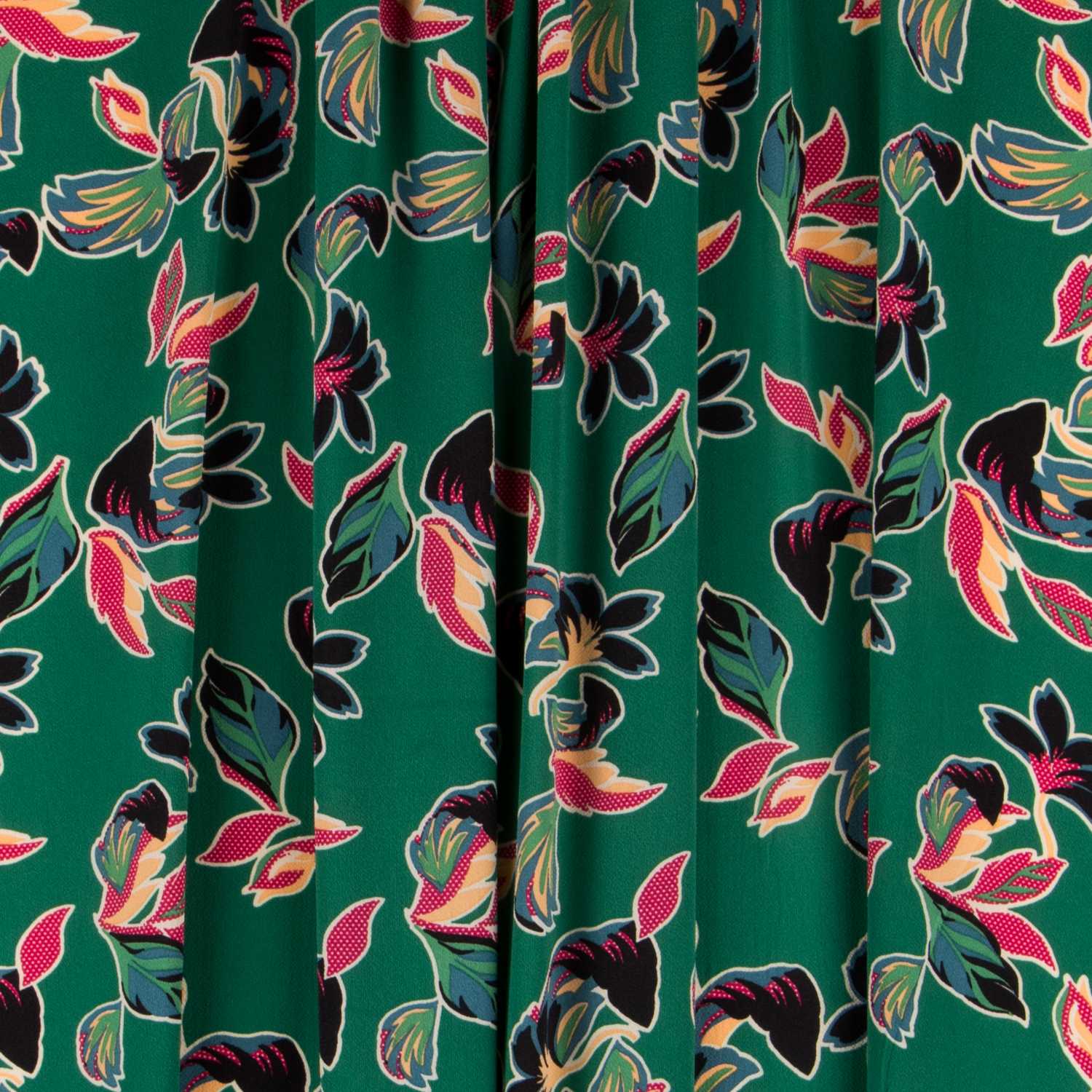 Crêpe Fleurs Japon Vert - Ribes y Casals