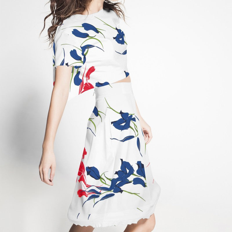 Crêpe Roses Bleu et Rouge - Ribes y Casals