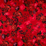 Crêpe Satin Floral Rouge - Ribes y Casals