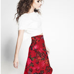 Crêpe Satin Floral Rouge - Ribes y Casals