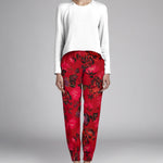 Crêpe Satin Floral Rouge - Ribes y Casals