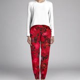 Crêpe Satin Floral Rouge - Ribes y Casals