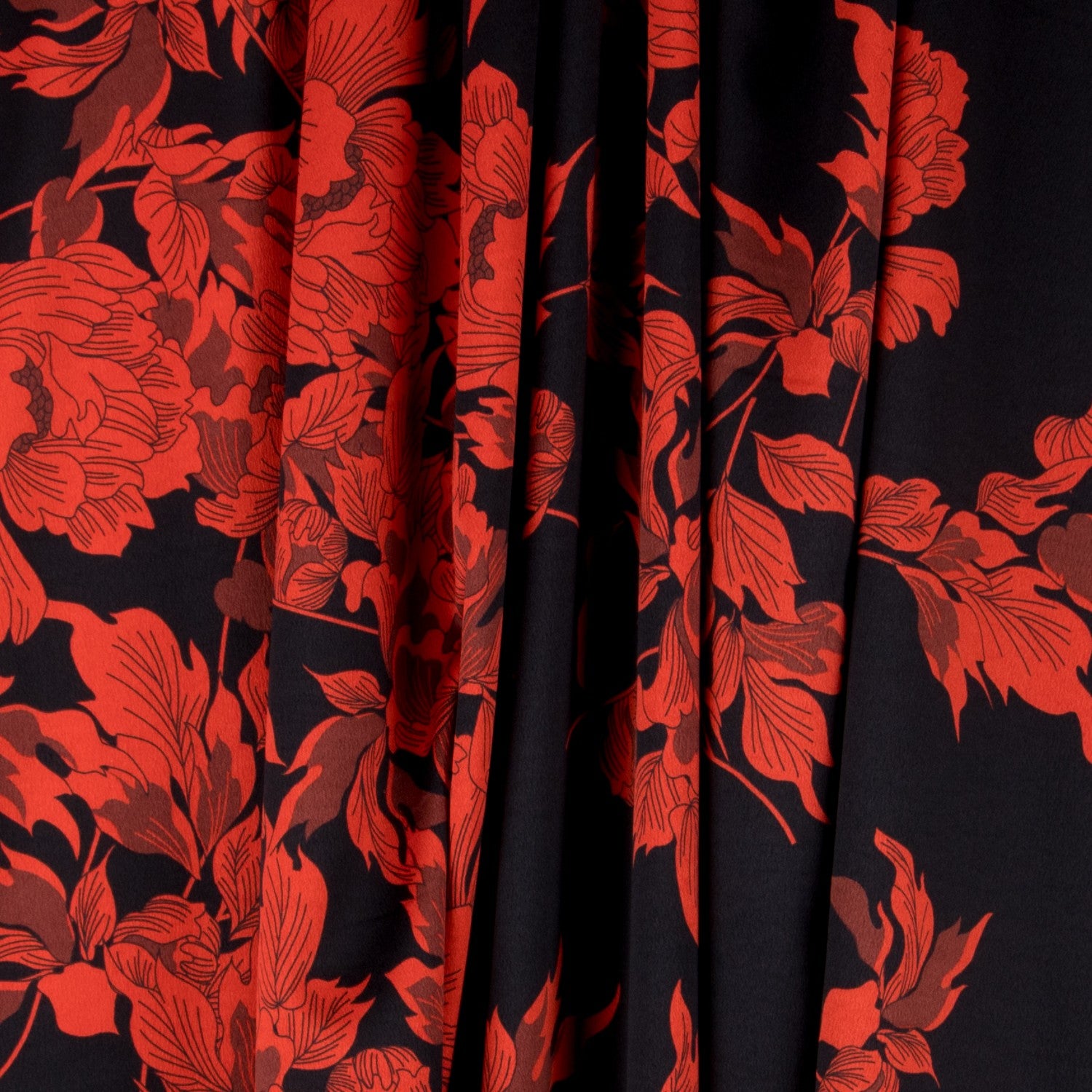 Crêpe Satin Asiatique Noir - Ribes y Casals