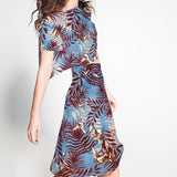 Crêpe Satin Oiseaux Bleu Clair - Ribes y Casals