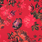 Crêpe Satin Floral Rouge - Ribes y Casals