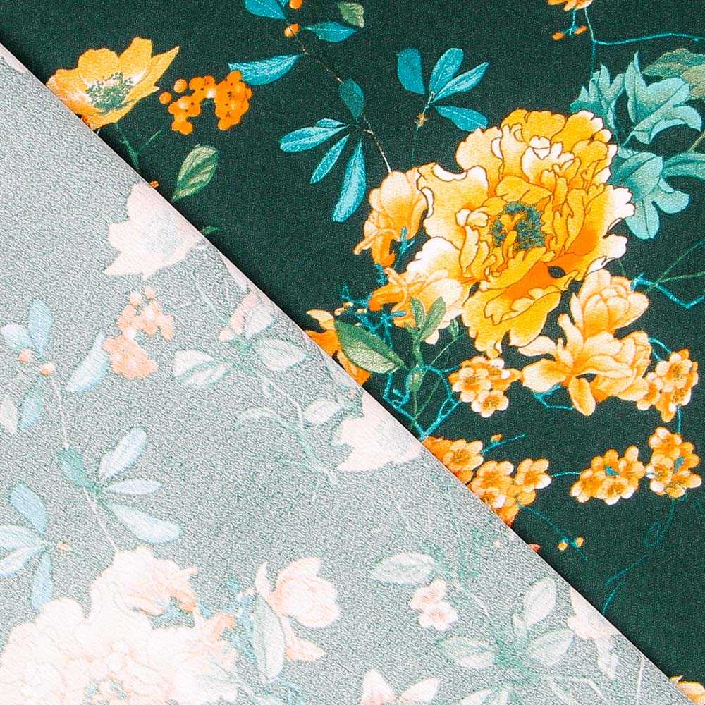 Crêpe Satin Hiver Vert - Ribes y Casals