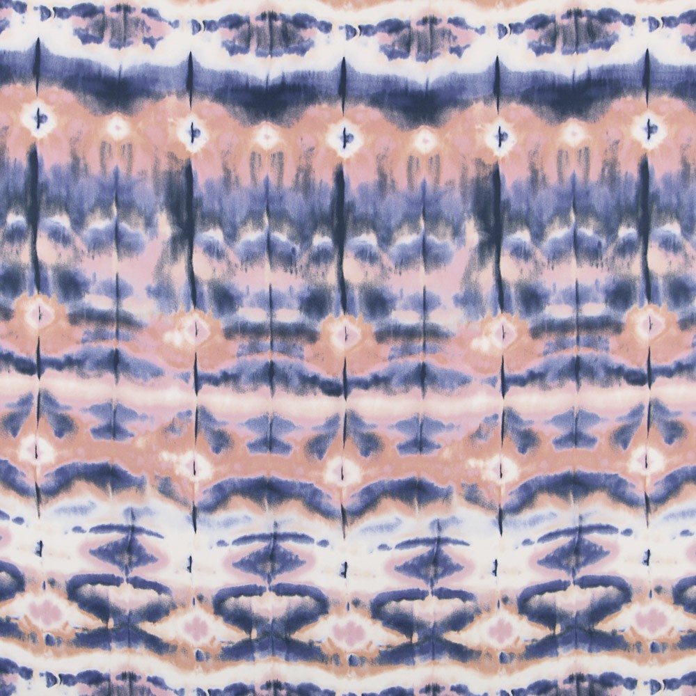 Crêpe Tie Dye Ethnique Bleu - Ribes y Casals