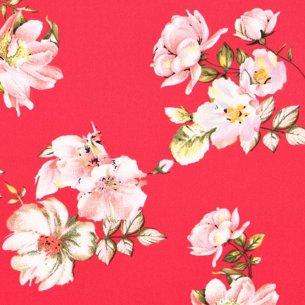 Crêpe Fleurs Jerez Rouge - Ribes y Casals