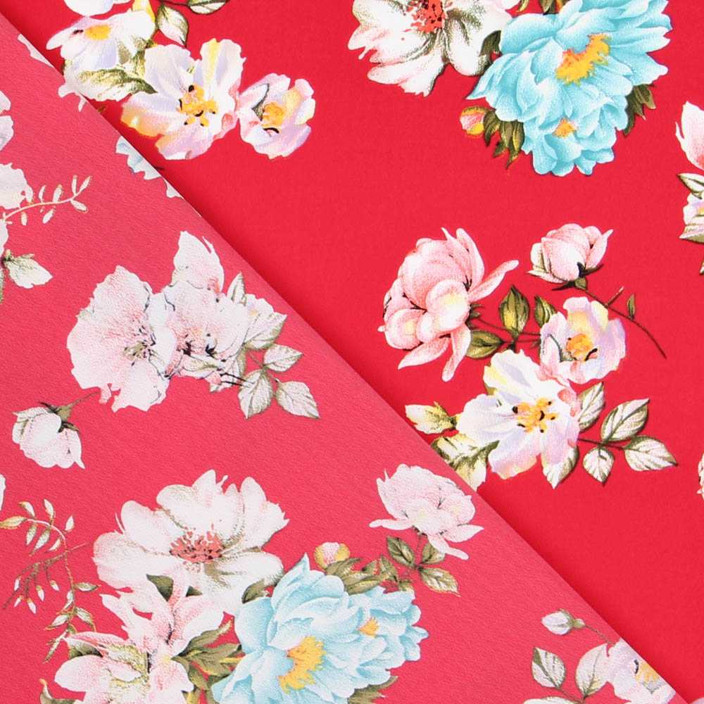 Crêpe Fleurs Jerez Rouge - Ribes y Casals