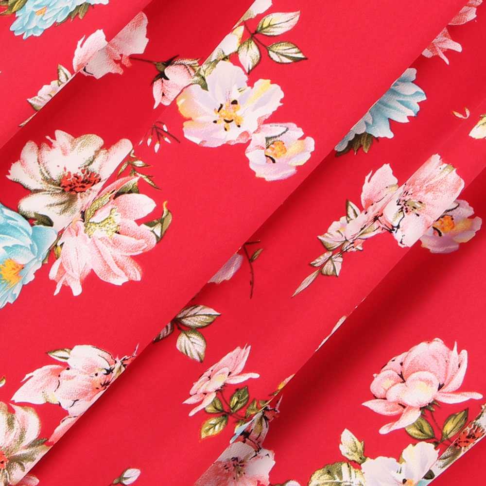 Crêpe Fleurs Jerez Rouge - Ribes y Casals