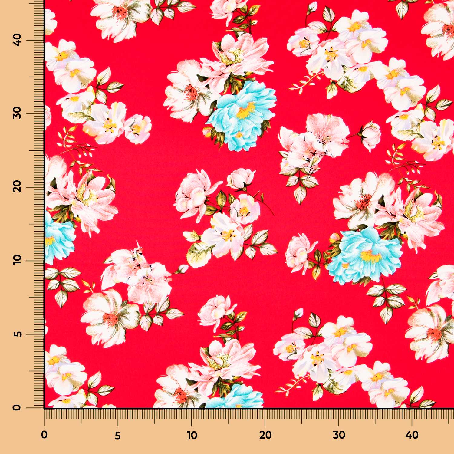 Crêpe Fleurs Jerez Rouge - Ribes y Casals