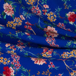 Crêpe Viscose Floral Bleu Gris - Ribes y Casals