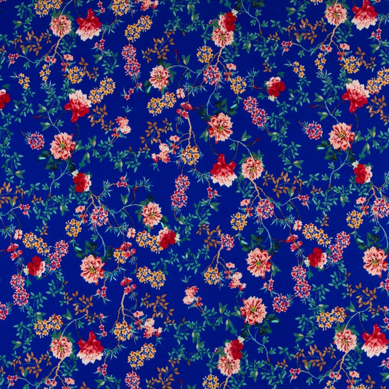 Crêpe Viscose Floral Bleu Gris - Ribes y Casals