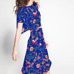 Crêpe Viscose Floral Bleu Gris - Ribes y Casals