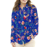 Crêpe Viscose Floral Bleu Gris - Ribes y Casals