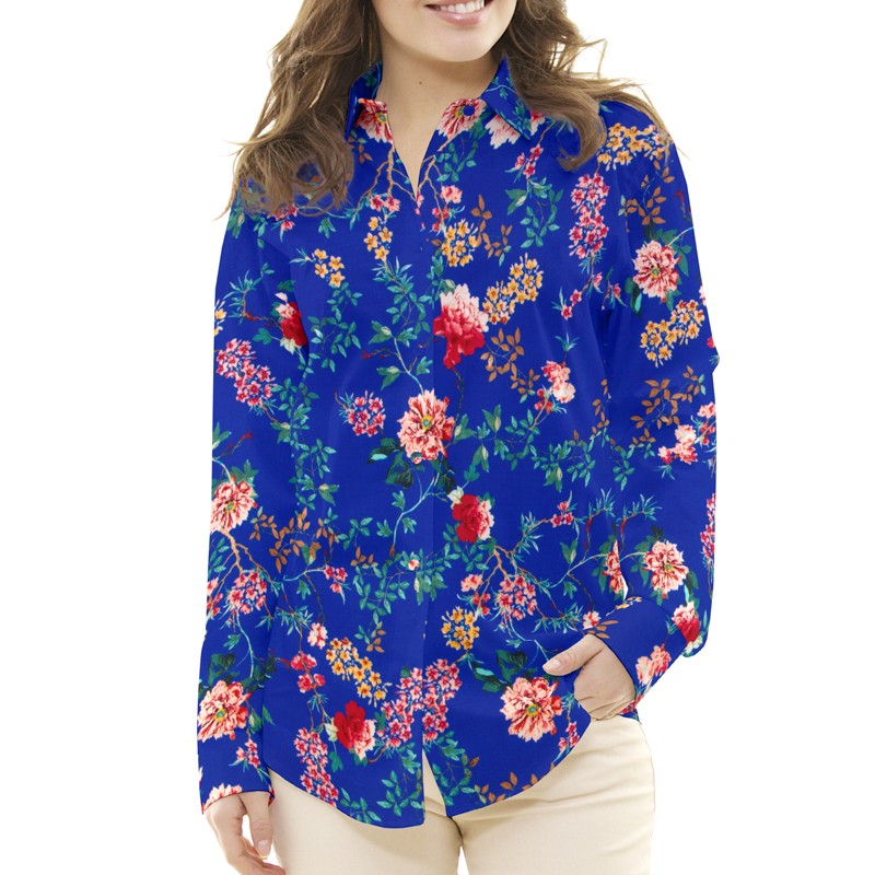 Crêpe Viscose Floral Bleu Gris - Ribes y Casals