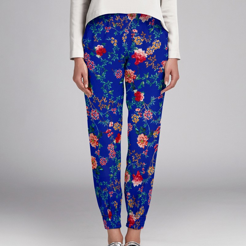 Crêpe Viscose Floral Bleu Gris - Ribes y Casals