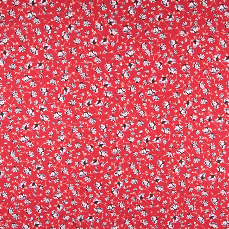 Crêpe Viscose Fleurs Rouges - Ribes y Casals