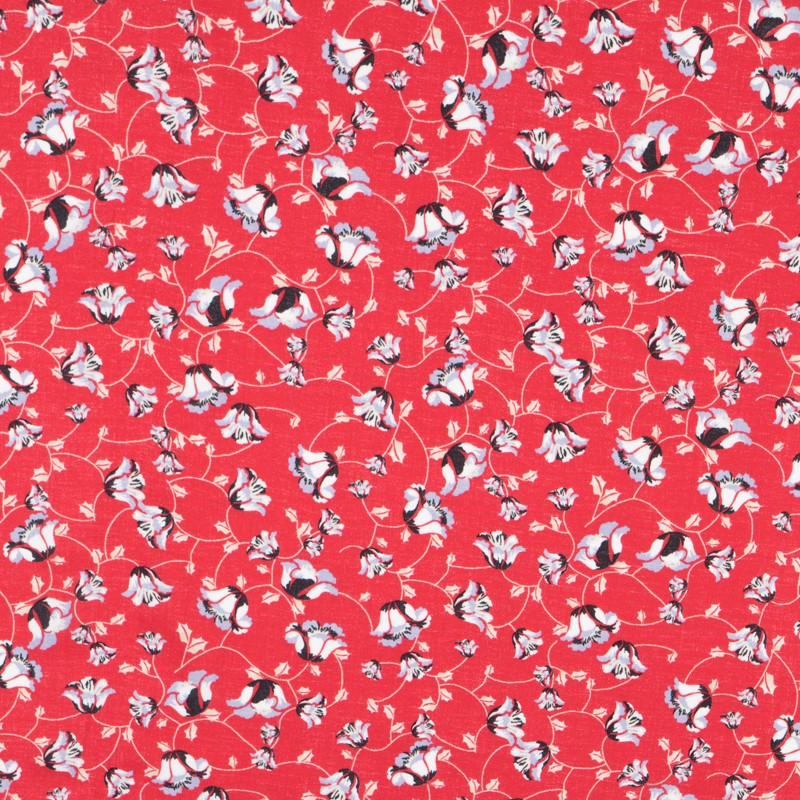 Crêpe Viscose Fleurs Rouges - Ribes y Casals