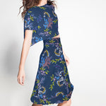 Crêpe Viscose Floral Bleu Gris - Ribes y Casals