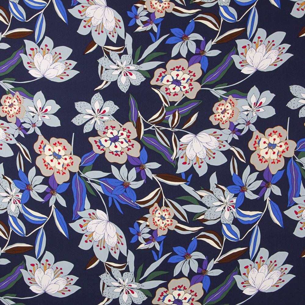 Crêpe Viscose Florale Nuit - Ribes y Casals