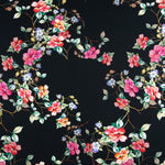 Crepe Viscose Fleurs Noir - Ribes y Casals
