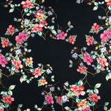 Crepe Viscose Fleurs Noir - Ribes y Casals