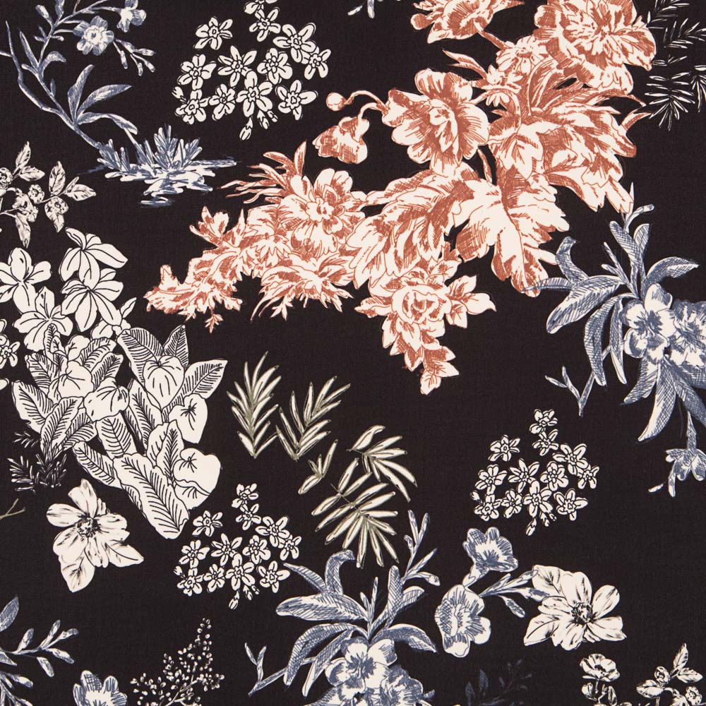 Crêpe Fleurs Marron - Ribes y Casals