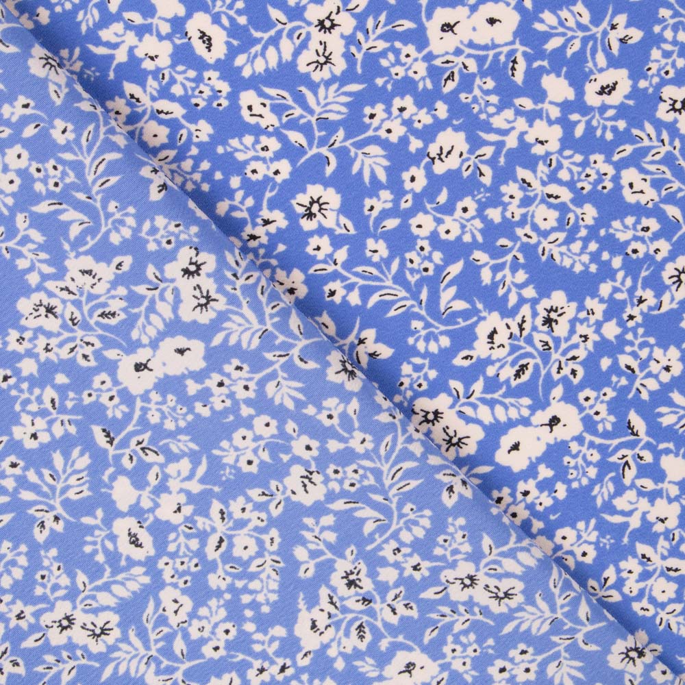 Crêpe Floral Fond Bleu - Ribes y Casals