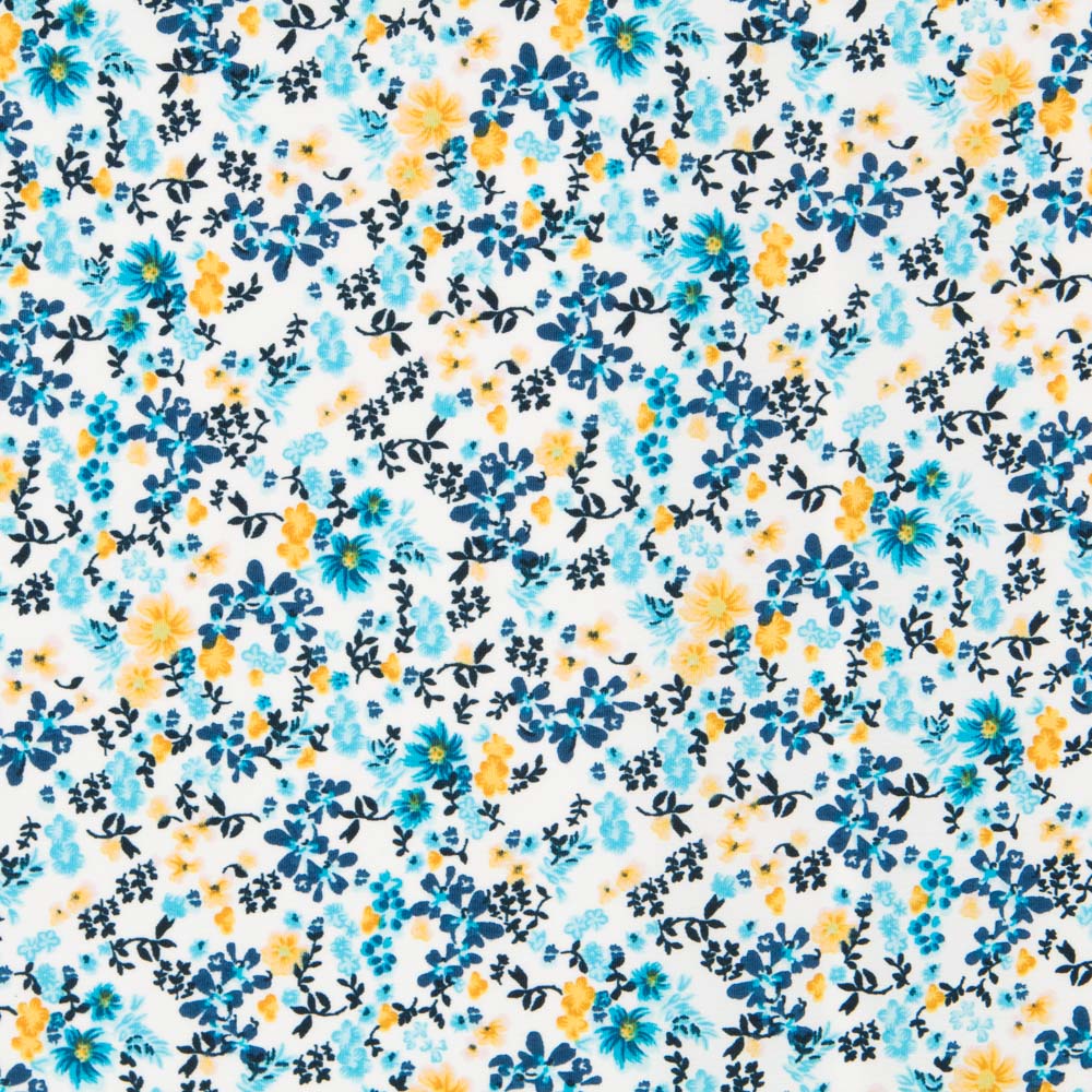 Crêpe Floral Tropical Bleu - Ribes y Casals