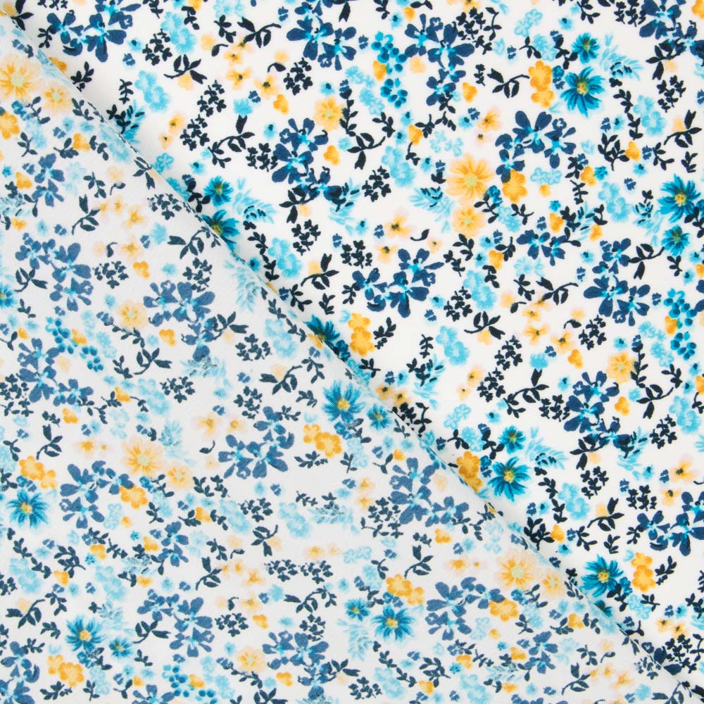 Crêpe Floral Tropical Bleu - Ribes y Casals