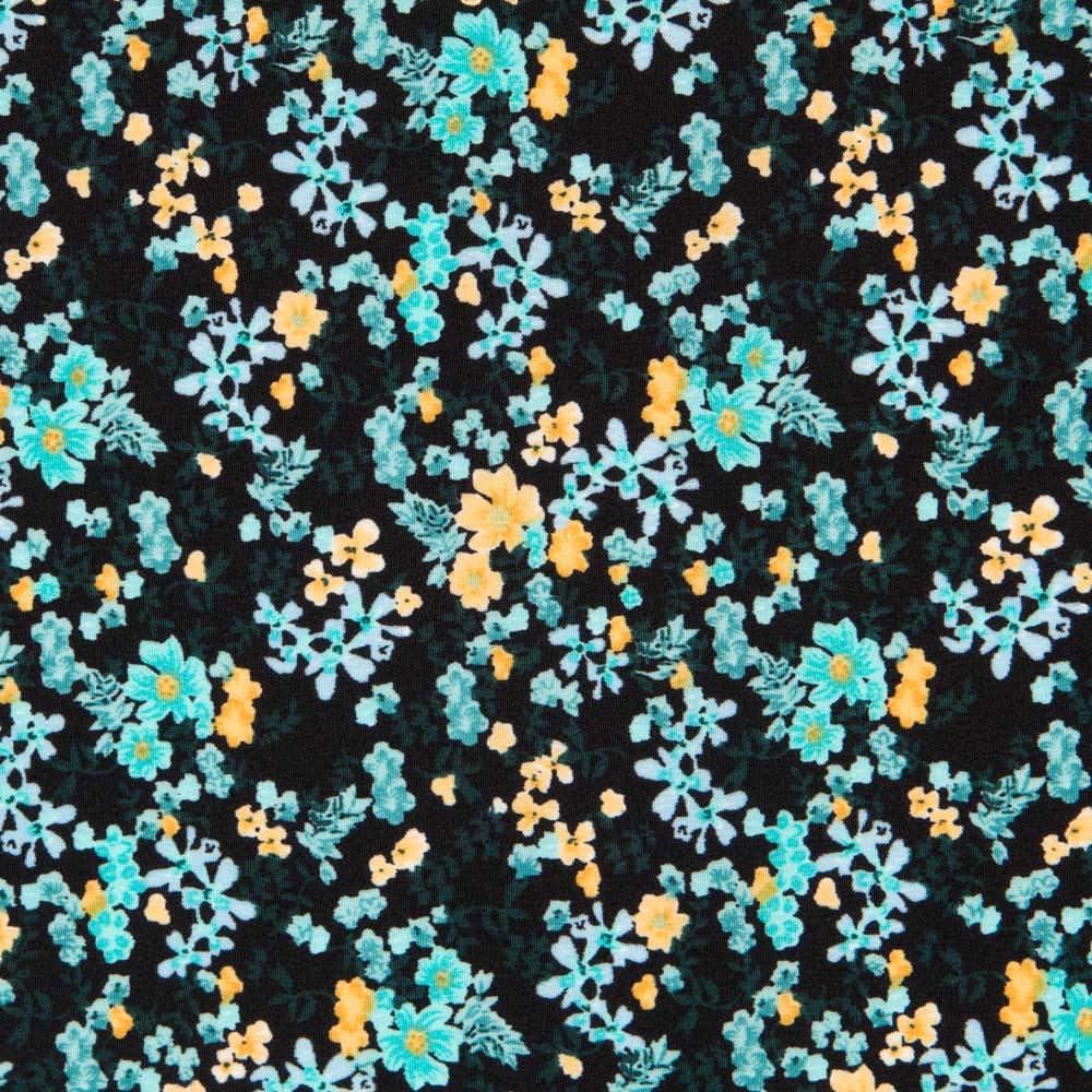 Crêpe Floral Tropical Turquoise - Ribes y Casals