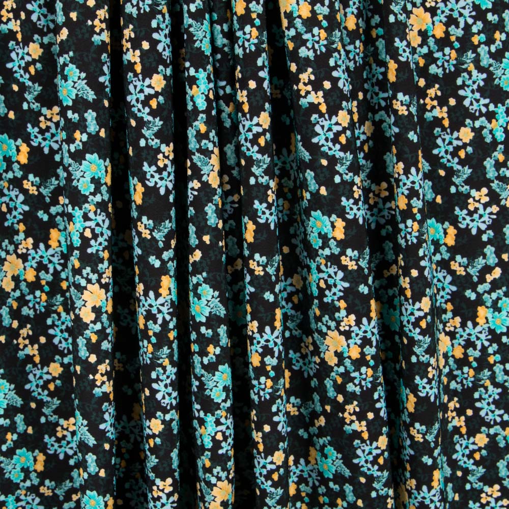 Crêpe Floral Tropical Turquoise - Ribes y Casals