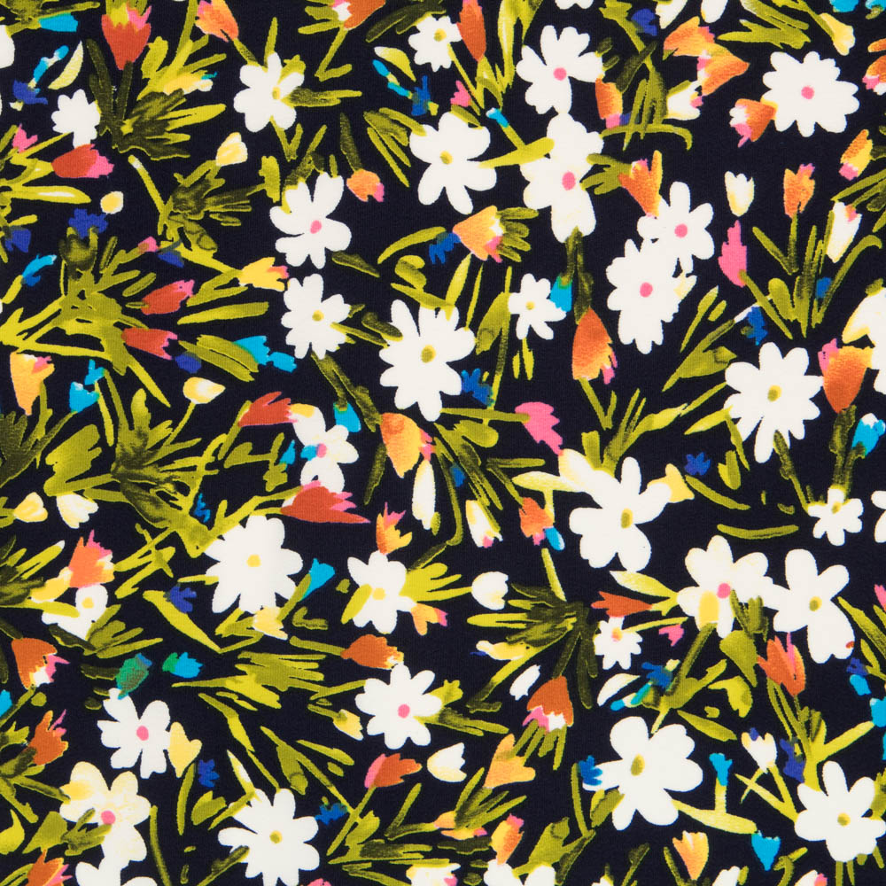 Crêpe Fleurs Sauvages Bleu Marine - Ribes y Casals