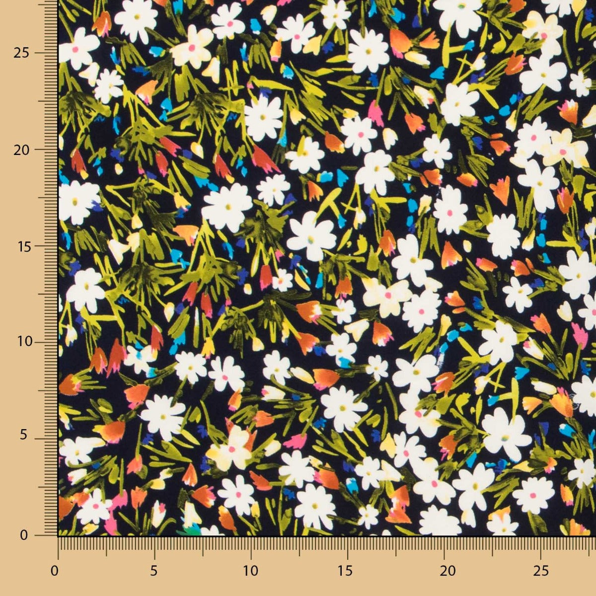 Crêpe Fleurs Sauvages Bleu Marine - Ribes y Casals