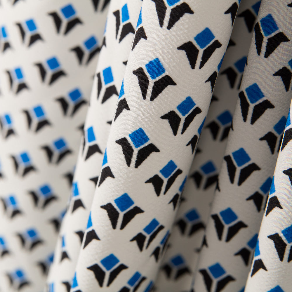 Crêpe Géométrique Blasons Bleu - Ribes y Casals