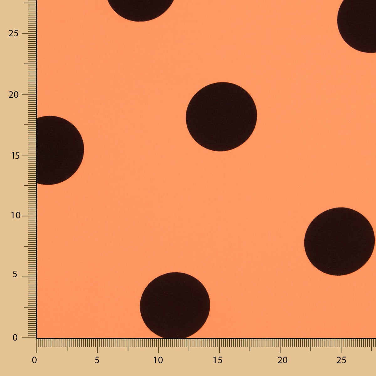 Crêpe Pois Noir 55mm Tangerine - Ribes y Casals