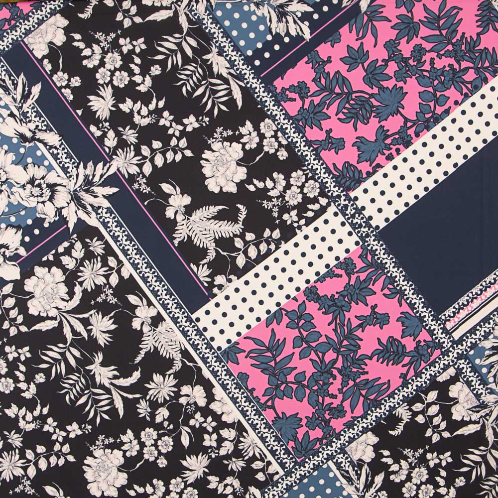 Crêpe Patchwork Bleu Nuit - Ribes y Casals