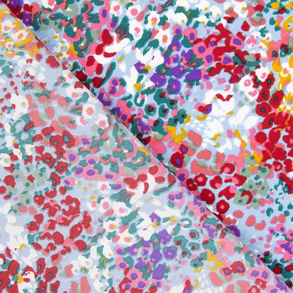 Crêpe Polyester Fleur Confetti Bleu - Ribes y Casals
