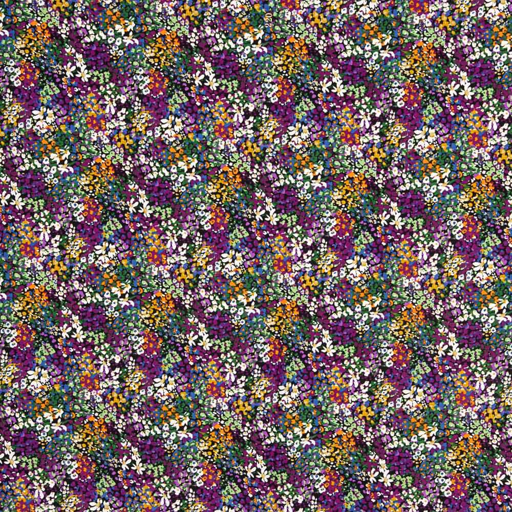 Crêpe Polyester Fleur Confetti Violet - Ribes y Casals