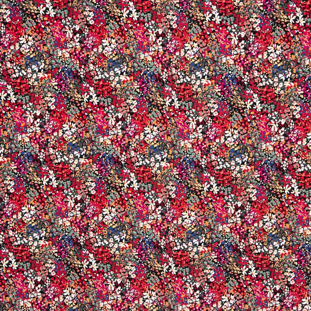 Crêpe Polyester Fleur Confetti Rouge - Ribes y Casals