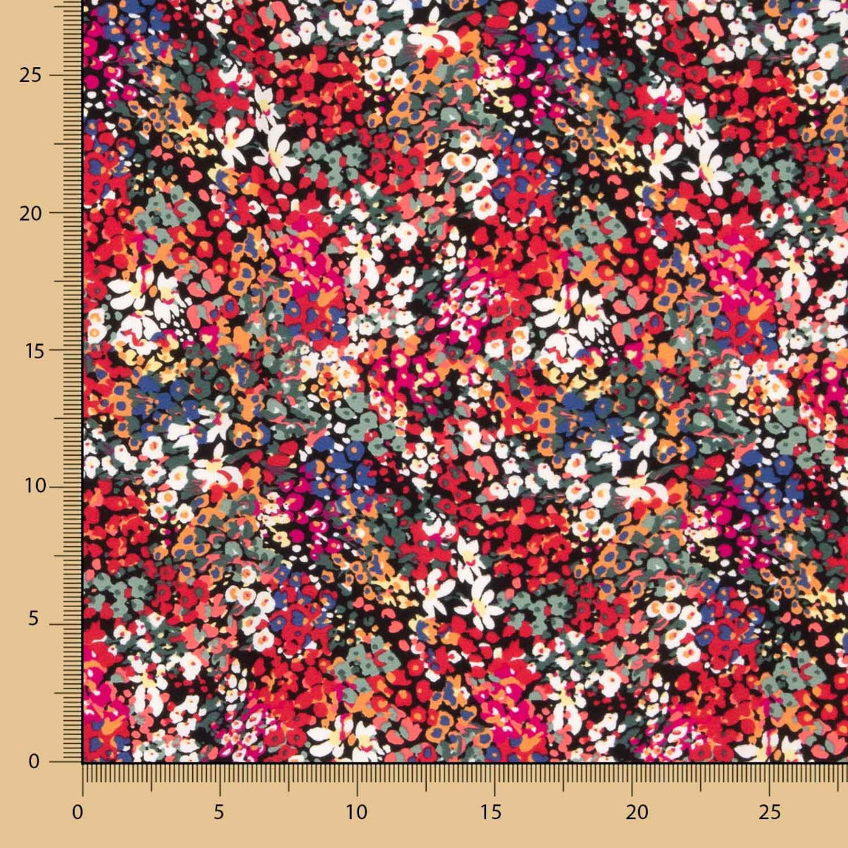 Crêpe Polyester Fleur Confetti Rouge - Ribes y Casals